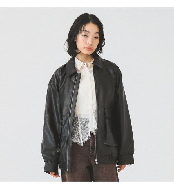 Ray BEAMS 「フェイクレザー フライト ジャケット」|ブルゾン・スタジャン|