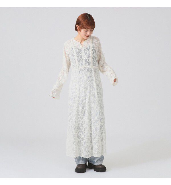 Ray BEAMS 「レース キーネック ワンピース」|ワンピース|