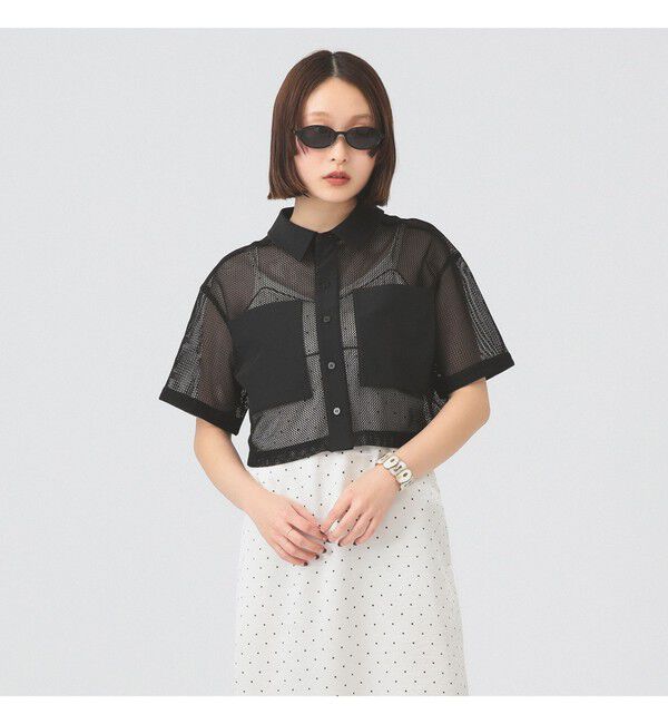 Ray BEAMS 「メッシュ クロップド シャツ」|シャツ・ブラウス|