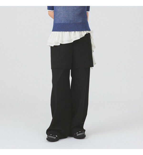 Ray BEAMS 「ハーフ レイヤード パンツ」|チノ|BLACK