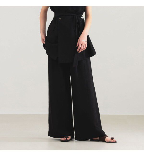 Demi-Luxe BEAMS 「AK+1 / リネン ダブルタック パンツ」|チノ|BLACK