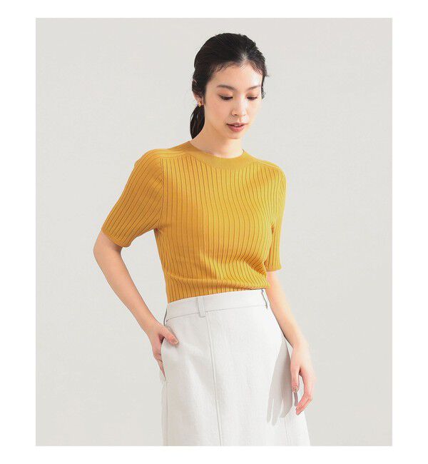 Demi-Luxe BEAMS 「AK+1 / 18ゲージ ワイドリブ プルオーバー」|ニット・セーター|MUSTARD