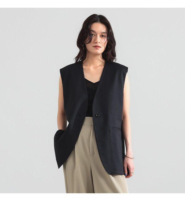 Demi-Luxe BEAMS 「ナチュラル オックス ジレ」|ダウン|BLACK