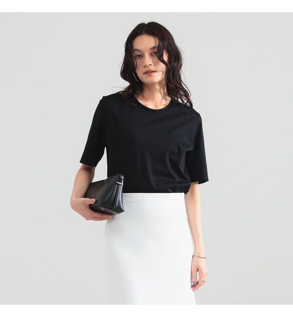 Demi-Luxe BEAMS 「スムース ハーフスリーブ Tシャツ」|Tシャツ・カットソー|BLACK