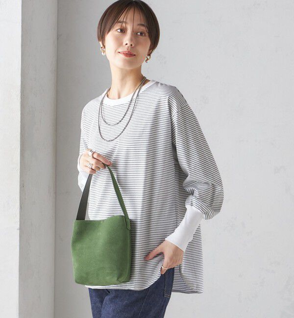 SHIPS for women「ロング リブ スリーブ カットソー  ボーダー / ソリッド」|Tシャツ・カットソー|ホワイト系