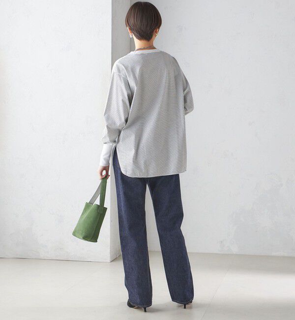 SHIPS for women「ロング リブ スリーブ カットソー  ボーダー / ソリッド」|Tシャツ・カットソー|