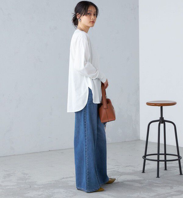 SHIPS for women「ロング リブ スリーブ カットソー  ボーダー / ソリッド」|Tシャツ・カットソー|