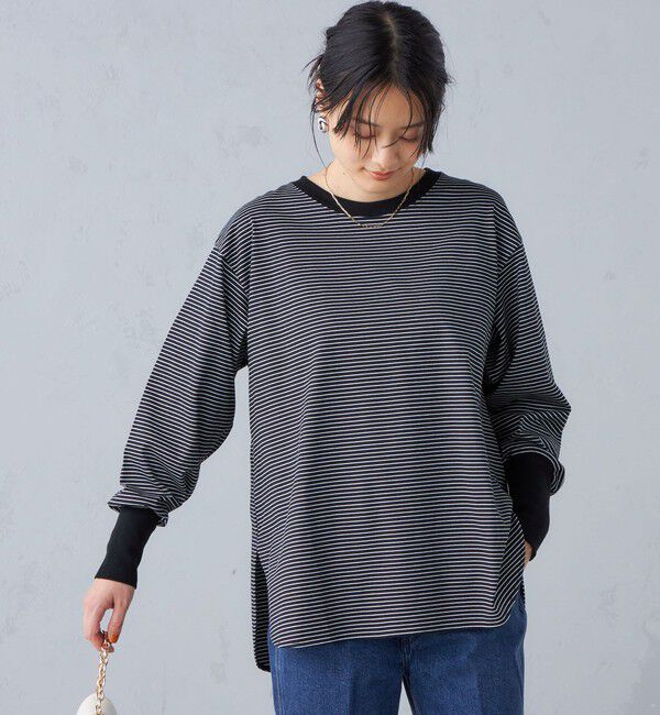 SHIPS for women「ロング リブ スリーブ カットソー  ボーダー / ソリッド」|Tシャツ・カットソー|