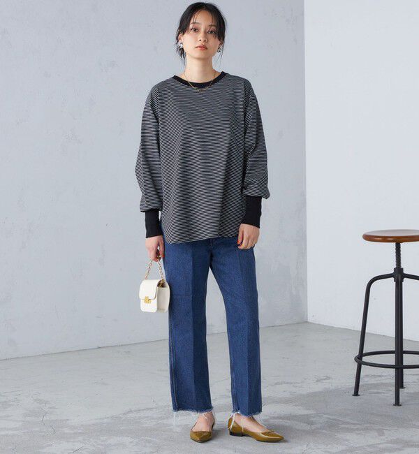 SHIPS for women「ロング リブ スリーブ カットソー  ボーダー / ソリッド」|Tシャツ・カットソー|