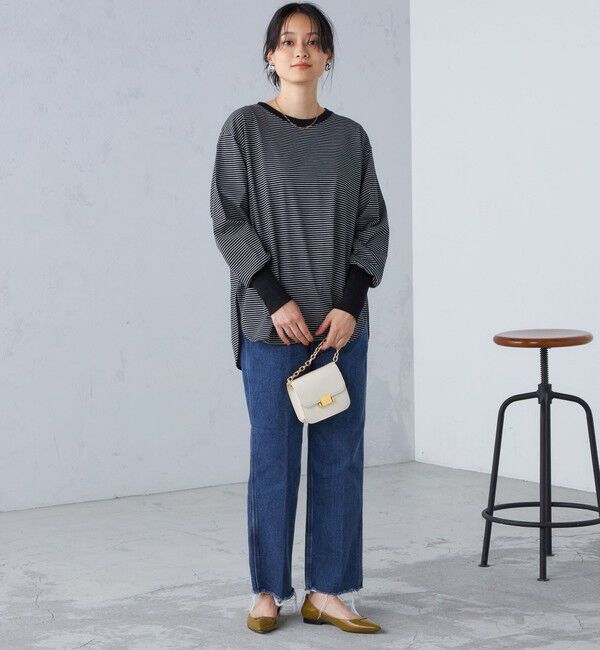 SHIPS for women「ロング リブ スリーブ カットソー  ボーダー / ソリッド」|Tシャツ・カットソー|