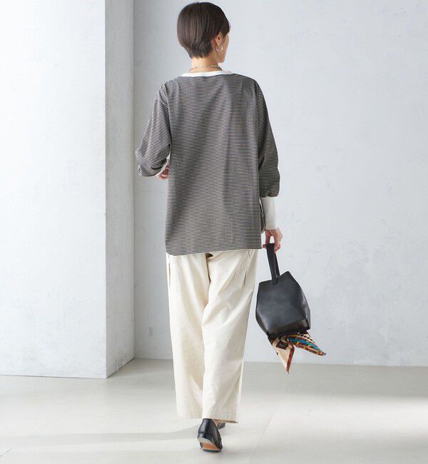 SHIPS for women「ロング リブ スリーブ カットソー  ボーダー / ソリッド」|Tシャツ・カットソー|