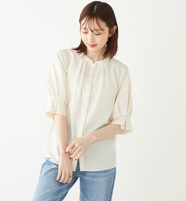 SHIPS Colors 「SHIPS Colors:〈洗濯機可能〉ジョーゼット タック スリーブ ブラウス◇」|シャツ・ブラウス|