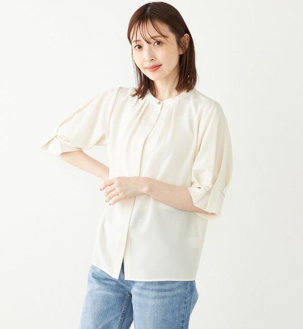 SHIPS Colors 「SHIPS Colors:〈洗濯機可能〉ジョーゼット タック スリーブ ブラウス◇」|シャツ・ブラウス|