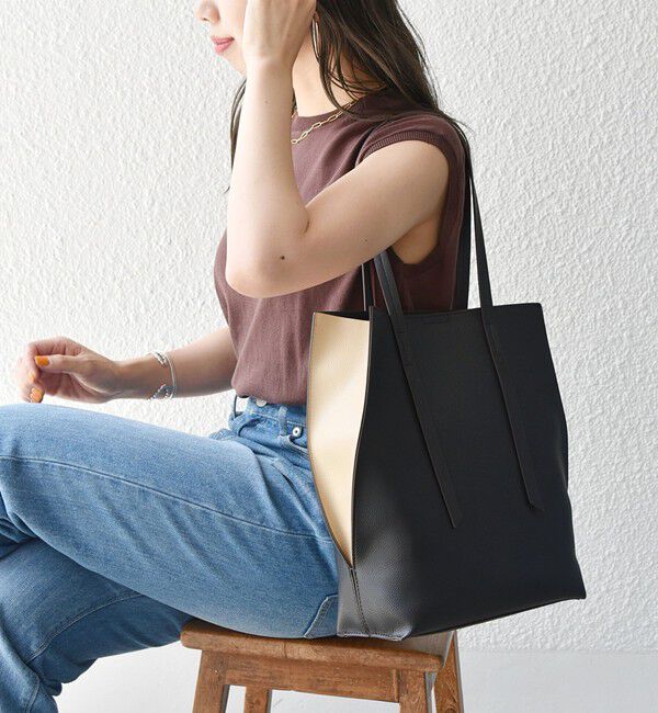 SHIPS any「SHIPS any: ポーチ付き バイカラー A4 トート バッグ」|トートバッグ|