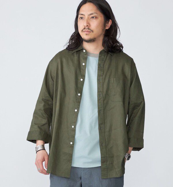 SHIPS「SHIPS: SOLOTEX(R) サフィラン リネン 7分袖 シャツ」|シャツ・ブラウス|