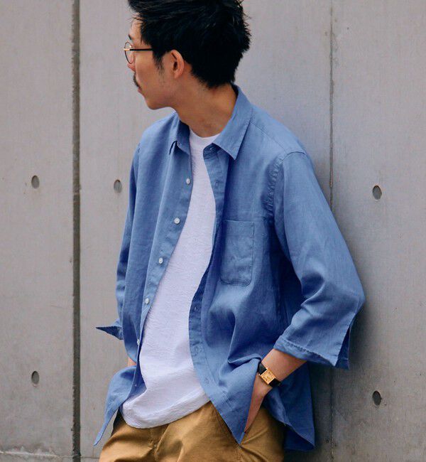 SHIPS「SHIPS: SOLOTEX(R) サフィラン リネン 7分袖 シャツ」|シャツ・ブラウス|