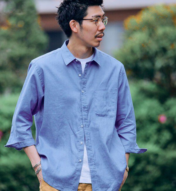 SHIPS「SHIPS: SOLOTEX(R) サフィラン リネン 7分袖 シャツ」|シャツ・ブラウス|