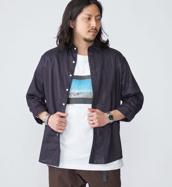 SHIPS「SHIPS: SOLOTEX(R) サフィラン リネン 7分袖 シャツ」|シャツ・ブラウス|