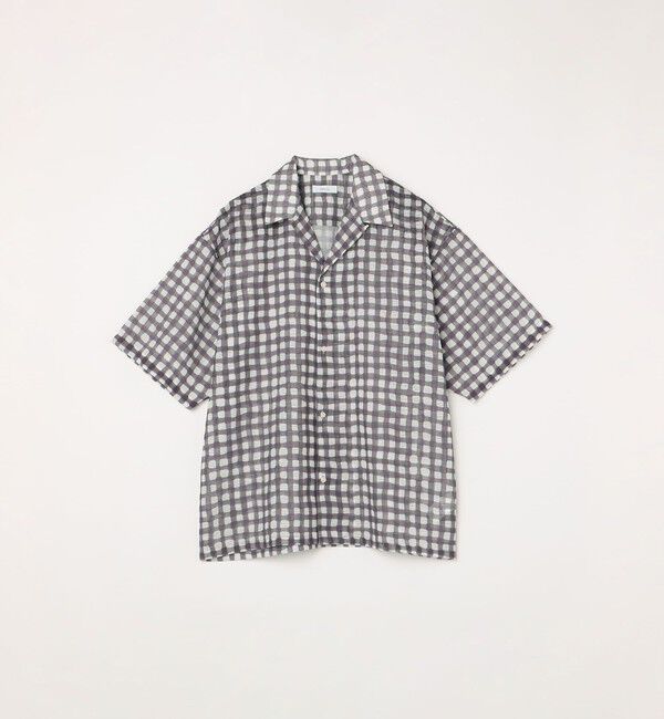 SHIPS any「SHIPS any: メッシュ オンブレチェック / ウェーブ パターン オープンカラー シアー シャツ◇」|シャツ・ブラウス|