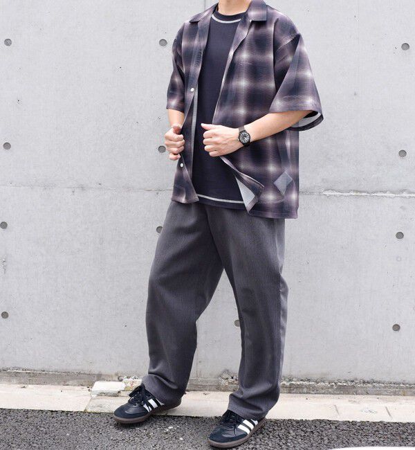 SHIPS any「SHIPS any: メッシュ オンブレチェック / ウェーブ パターン オープンカラー シアー シャツ◇」|シャツ・ブラウス|