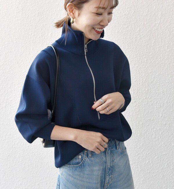 SHIPS any「SHIPS any:〈手洗い可能〉ハーフ ジップ ハイネック プルオーバー」|ニット・セーター|