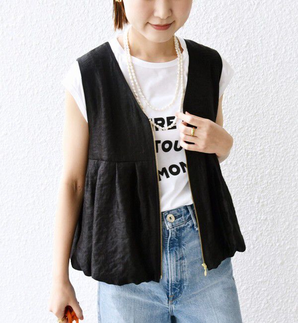 SHIPS for women「〈手洗い可能〉サテン タック バルーン ジレ」|ベスト・ジレ|