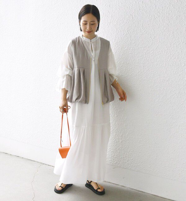 SHIPS for women「〈手洗い可能〉サテン タック バルーン ジレ」|ベスト・ジレ|