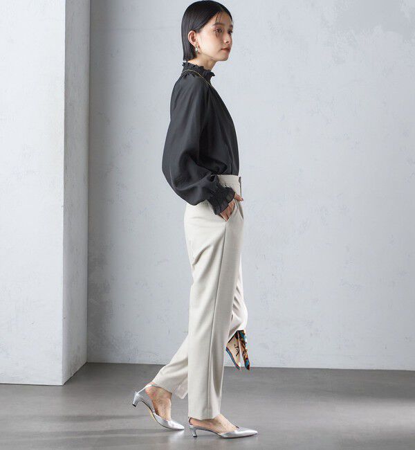 SHIPS for women「〈洗濯機可能〉シャーリング ネック 長袖 ブラウス」|シャツ・ブラウス|