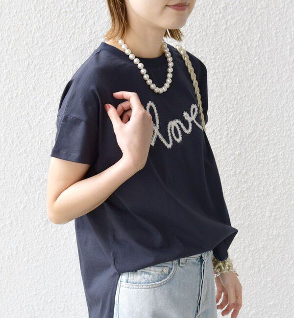SHIPS for women「【WEB限定】ファンシー コード 刺繍 ロゴ TEE」|Tシャツ・カットソー|