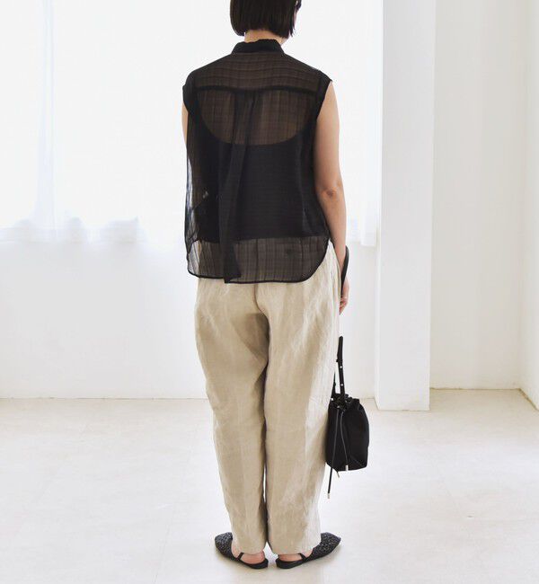 quaranciel「quaranciel:〈手洗い可能〉シアー チェック ノースリーブ シャツ」|シャツ・ブラウス|