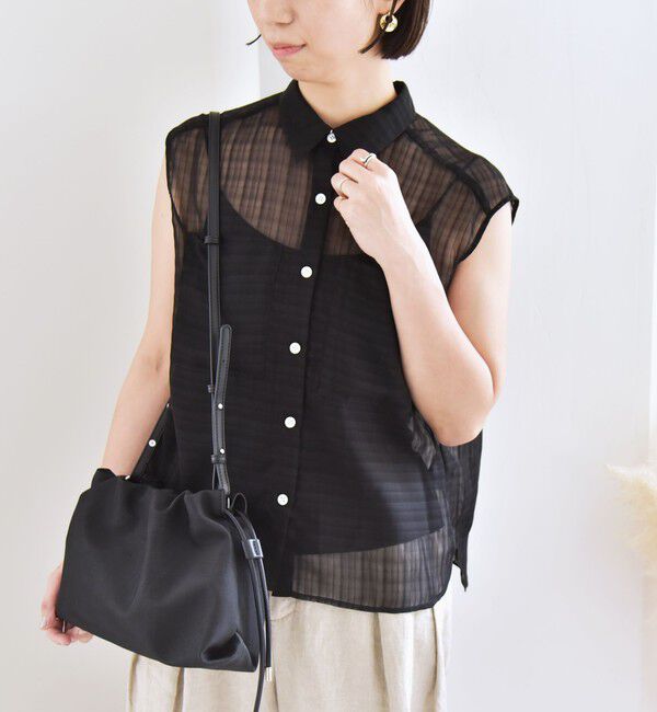 quaranciel「quaranciel:〈手洗い可能〉シアー チェック ノースリーブ シャツ」|シャツ・ブラウス|