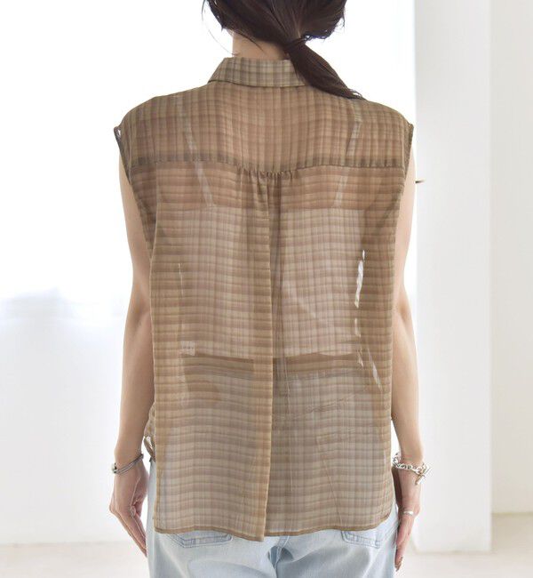 quaranciel「quaranciel:〈手洗い可能〉シアー チェック ノースリーブ シャツ」|シャツ・ブラウス|