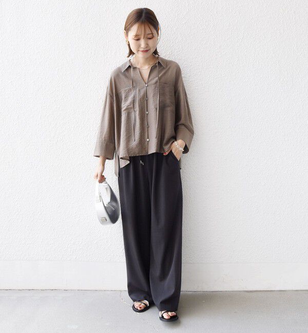 SHIPS for women「〈手洗い可能〉シアー シルク混 オープンカラー シャツ」|シャツ・ブラウス|