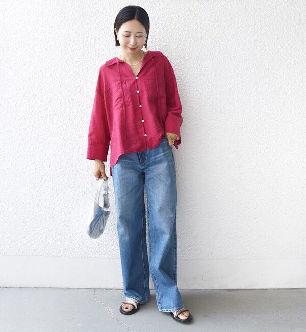 SHIPS for women「〈手洗い可能〉シアー シルク混 オープンカラー シャツ」|シャツ・ブラウス|