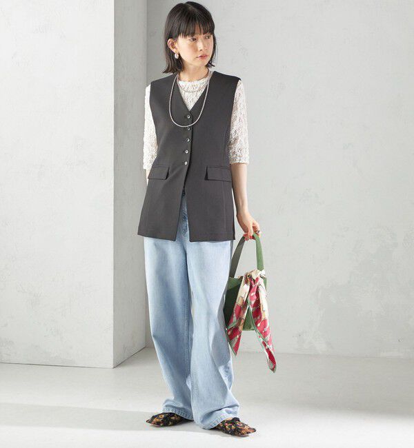 SHIPS for women「〈手洗い可能〉ハイカウント ダブルクロス ジレ」|ベスト・ジレ|