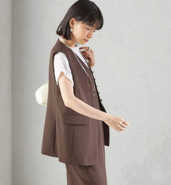SHIPS for women「〈手洗い可能〉ハイカウント ダブルクロス ジレ」|ベスト・ジレ|