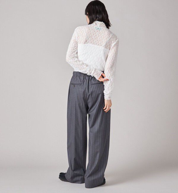 SHIPS for women「SHIPS NINE CASE:〈手洗い可能〉シアー レース ハイネック プルオーバー」|Tシャツ・カットソー|