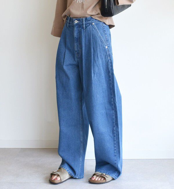 SHIPS for women「〈洗濯機可能〉2タック カーブ デニム パンツ」|デニム|