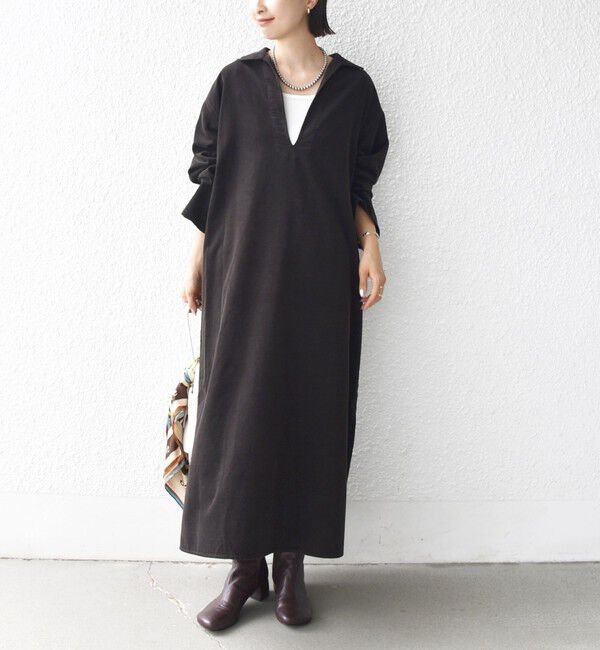 SHIPS for women「【WEB限定】〈洗濯機可能〉スキッパー コーデュロイ ワンピース」|ワンピース|