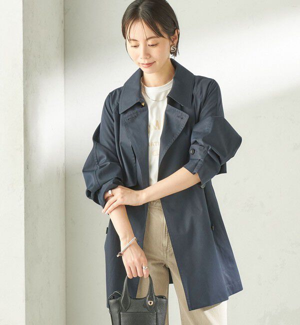 SHIPS for women「〈撥水加工〉バック ギャザー ドロスト ミディ丈 トレンチ コート」|トレンチコート|