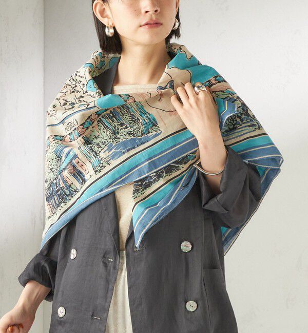 SHIPS for women「《一部追加予約》BINDU: スカーフ 100&times;100」|バンダナ・スカーフ|ライトブルー