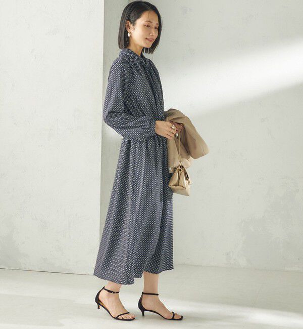 SHIPS for women「〈手洗い可能〉2WAY プリント タイ 長袖 ワンピース」|ワンピース|