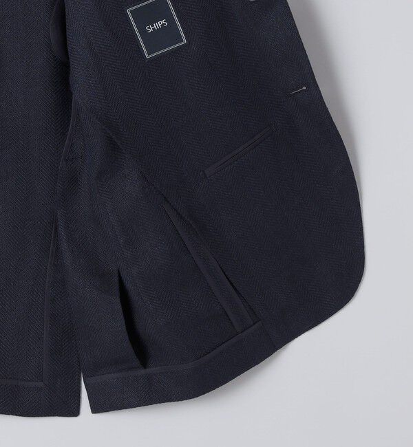 SHIPS「SHIPS: Lanificio di Pray ヘリンボーン ネイビー ジャケット」|テーラードジャケット|