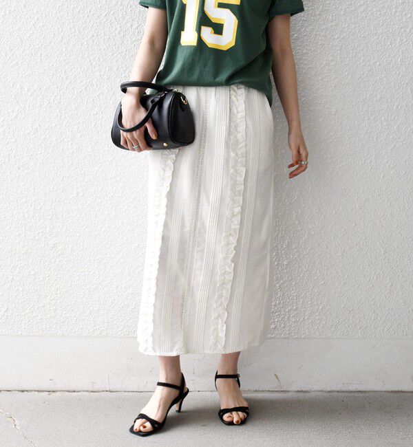 SHIPS any「SHIPS any:〈手洗い可能〉リネンミックス Iライン フリル イージー スカート」|スカート|