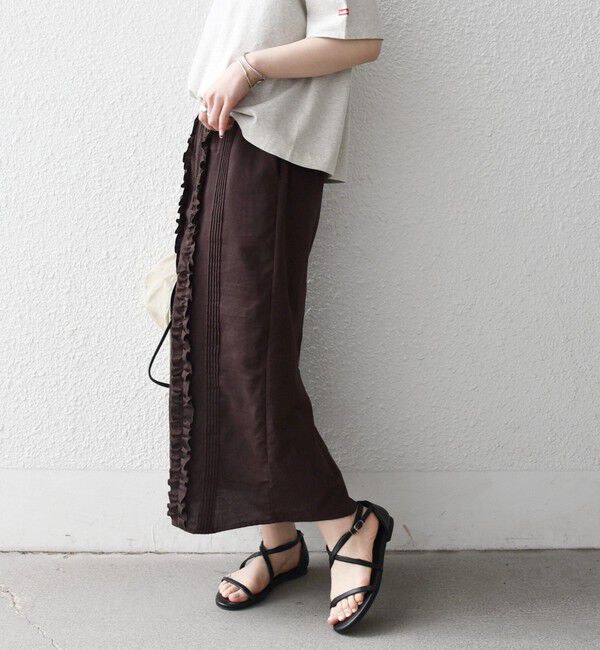 SHIPS any「SHIPS any:〈手洗い可能〉リネンミックス Iライン フリル イージー スカート」|スカート|