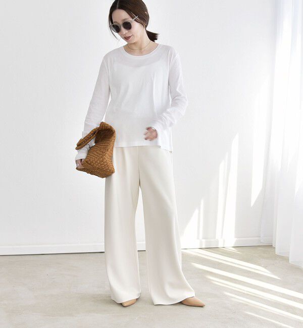 quaranciel「quaranciel:〈接触冷感/手洗い可能〉シアー コットン クルーネック ロンTEE」|Tシャツ・カットソー|