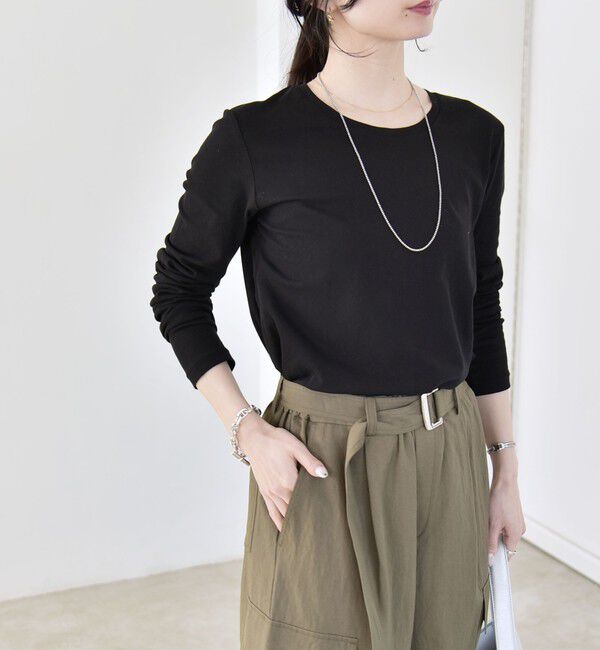 quaranciel「quaranciel:〈接触冷感/手洗い可能〉シアー コットン クルーネック ロンTEE」|Tシャツ・カットソー|