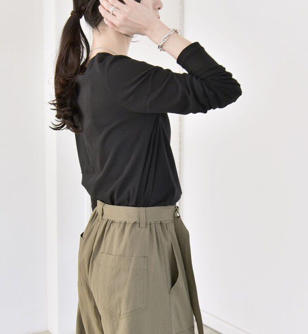 quaranciel「quaranciel:〈接触冷感/手洗い可能〉シアー コットン クルーネック ロンTEE」|Tシャツ・カットソー|