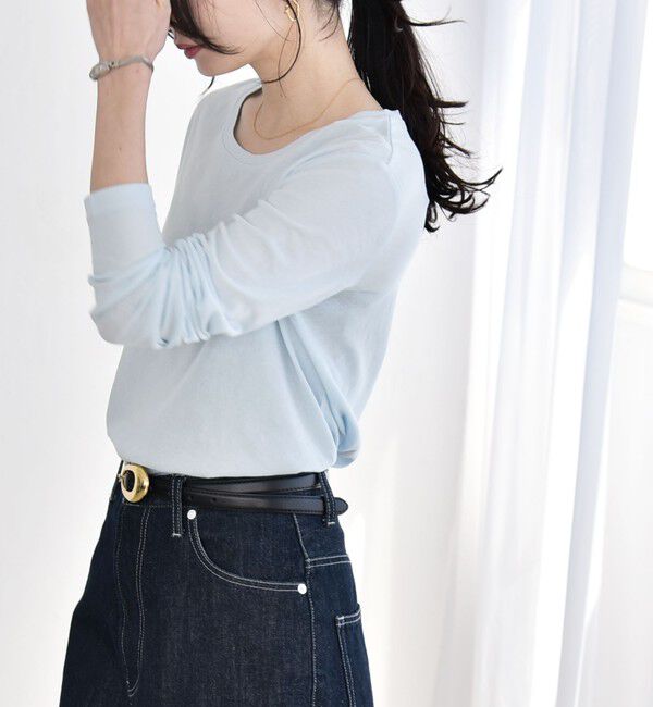 quaranciel「quaranciel:〈接触冷感/手洗い可能〉シアー コットン クルーネック ロンTEE」|Tシャツ・カットソー|