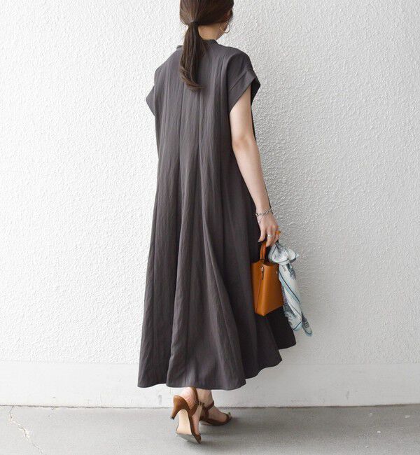 SHIPS any「SHIPS any:〈洗濯機可能〉ツイル バンドカラー フレンチ フレア シャツ ワンピース」|ワンピース|